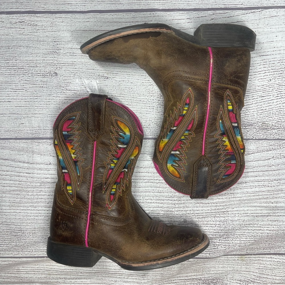 Ariat Girls Size 10 Quickdraw VentTEK Brown Western Boots - Picture 5 of 6